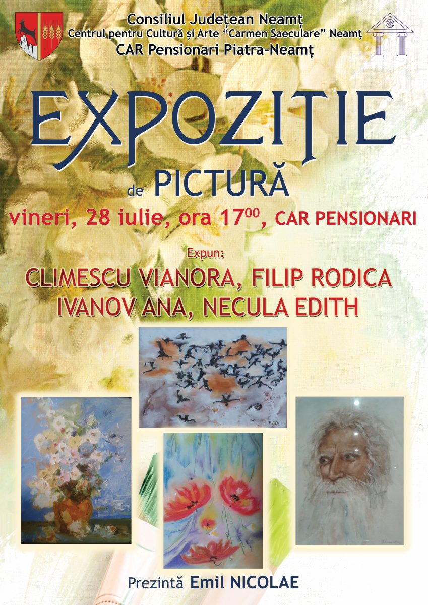Centrul pentru Cultură și Arte „Carmen Saeculare” Piatra Neamț – VERNISAJ AL ȘCOLII POPULARE – Vineri, 28 iulie – fotografia 1