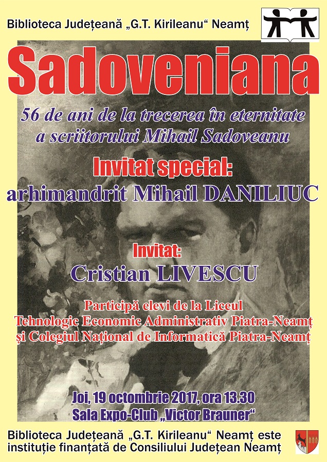 Biblioteca “G. T. Kirileanu” Piatra Neamt – Sadoveniana, joi 19 octombrie 2017 – fotografia 2