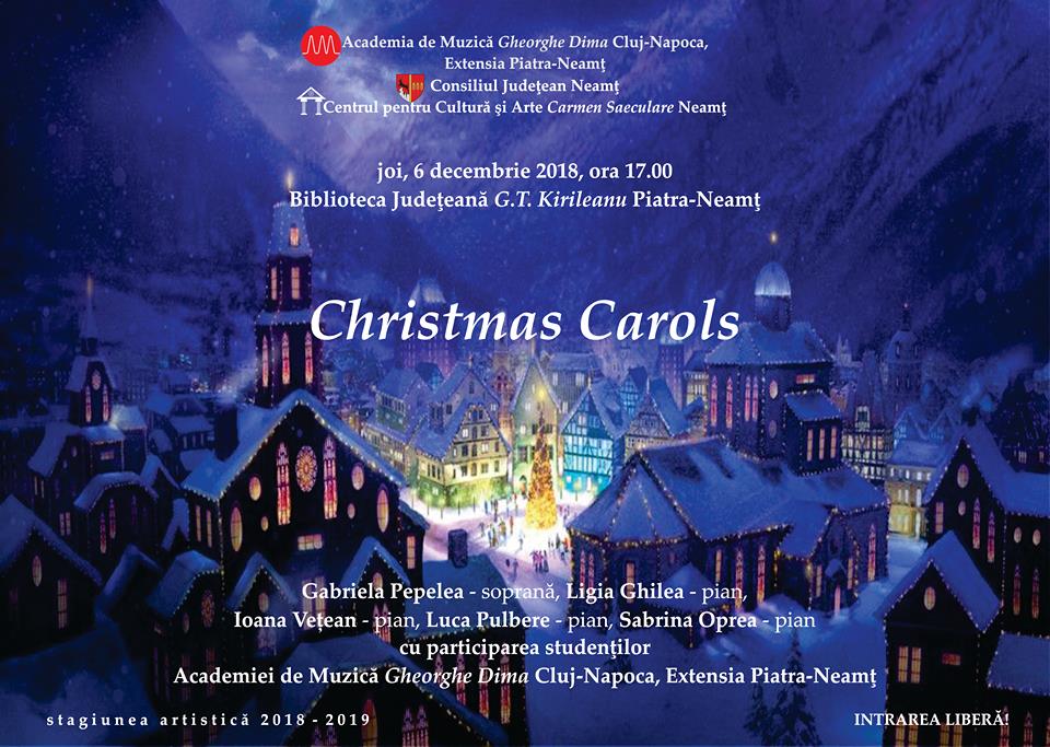 RECITAL MUZICAL DE CRĂCIUN – 6 decembrie 2018, la Biblioteca Județeană „G.T. Kirileanu”