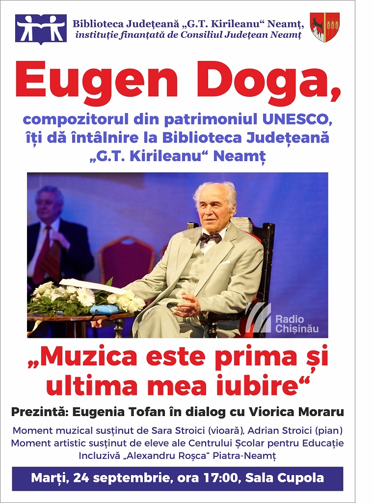 Întâlnire cu Eugen Doga la Biblioteca Județeană „G.T. Kirileanu“ Neamț – fotografia 1