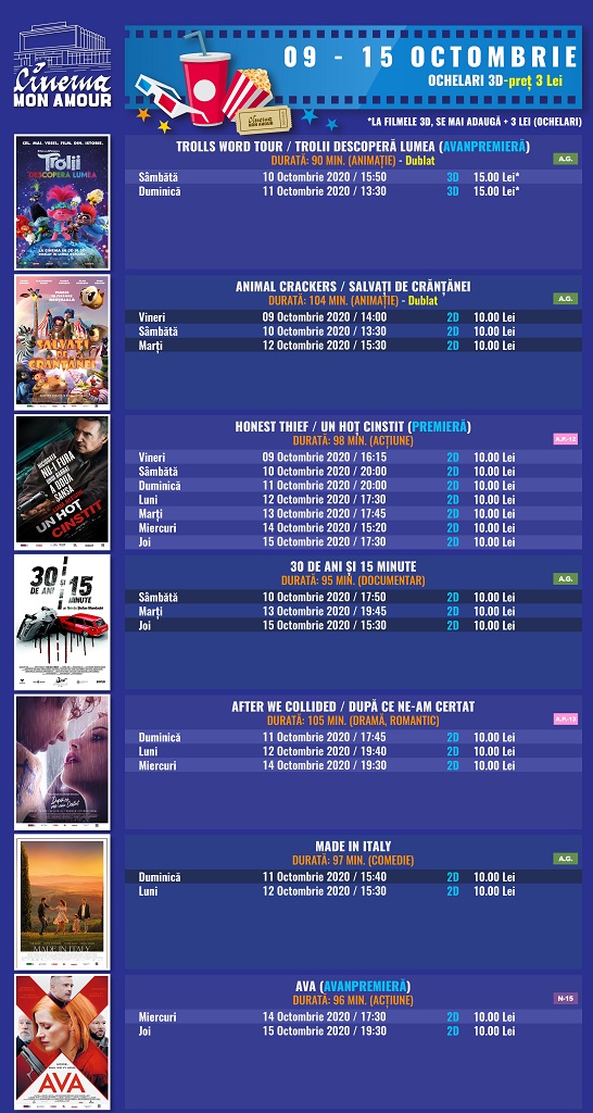 Program Cinema “Mon amour”, 9-15 octombrie 2020 – fotografia 1