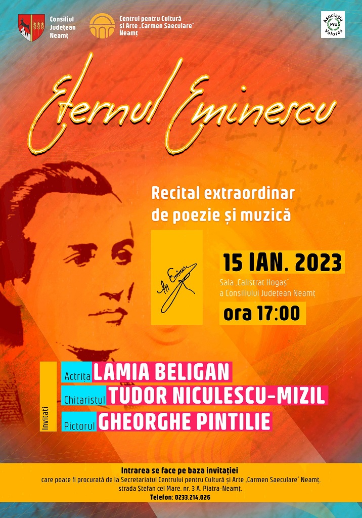 Actrița Lamia Beligan și muzicianul Tudor Niculescu-Mizil, invitați la Eternul Eminescu 2023 – fotografia 1