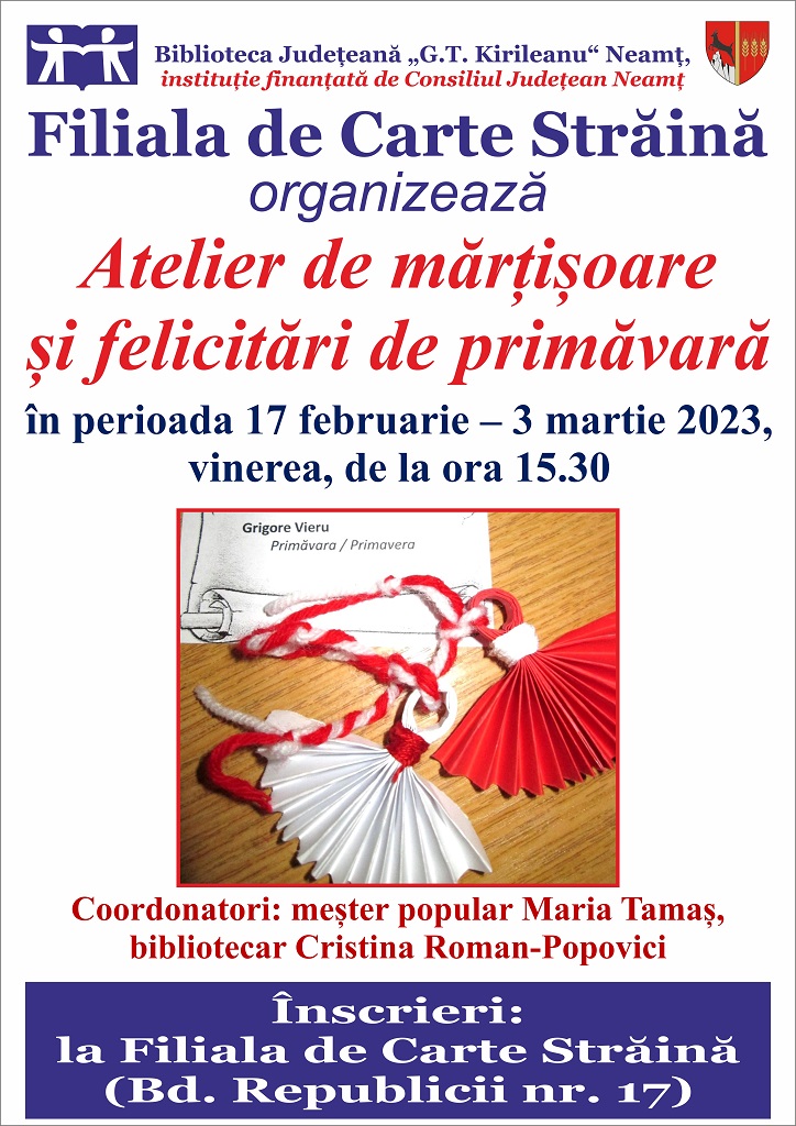 Atelier de mărțișoare și felicitări de primăvară, la Biblioteca Județeană – fotografia 1