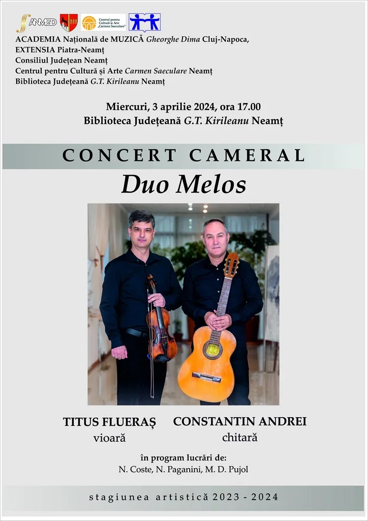 În stagiunea muzicală, recital „Duo melos”