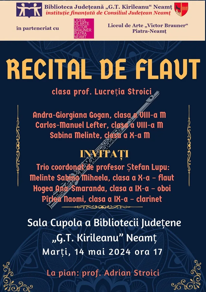 Recitalul clasei de flaut, la Biblioteca Județeană