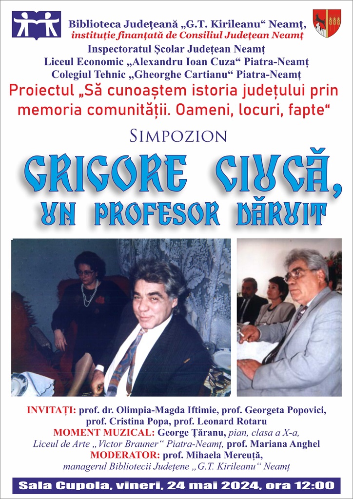 Simpozion „Grigore Ciucă – un profesor dăruit“, la Biblioteca Județeană – fotografia 1