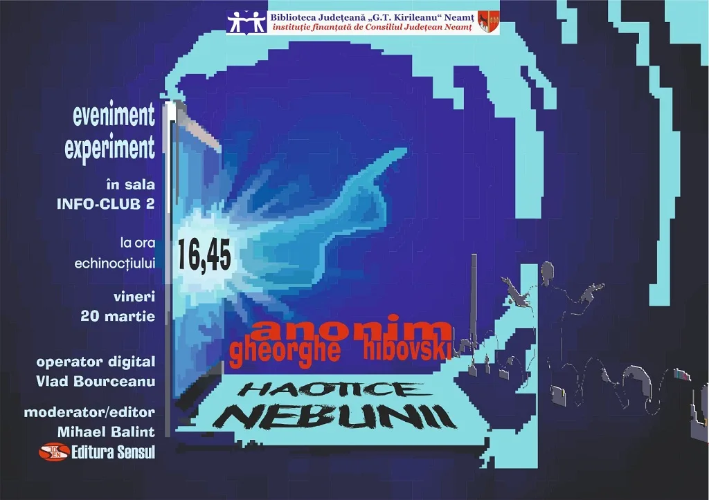 Eveniment experiment, cu lansare de cărți Anonim și Gheorghe Hibovski, la Biblioteca Județeană